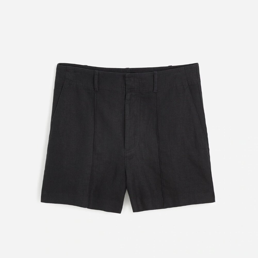 Madewell Pintucked Shorts in 100% Linen - Black Size 4